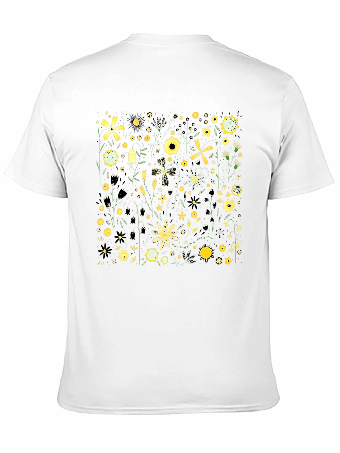 Floral Pattern Black T-Shirt