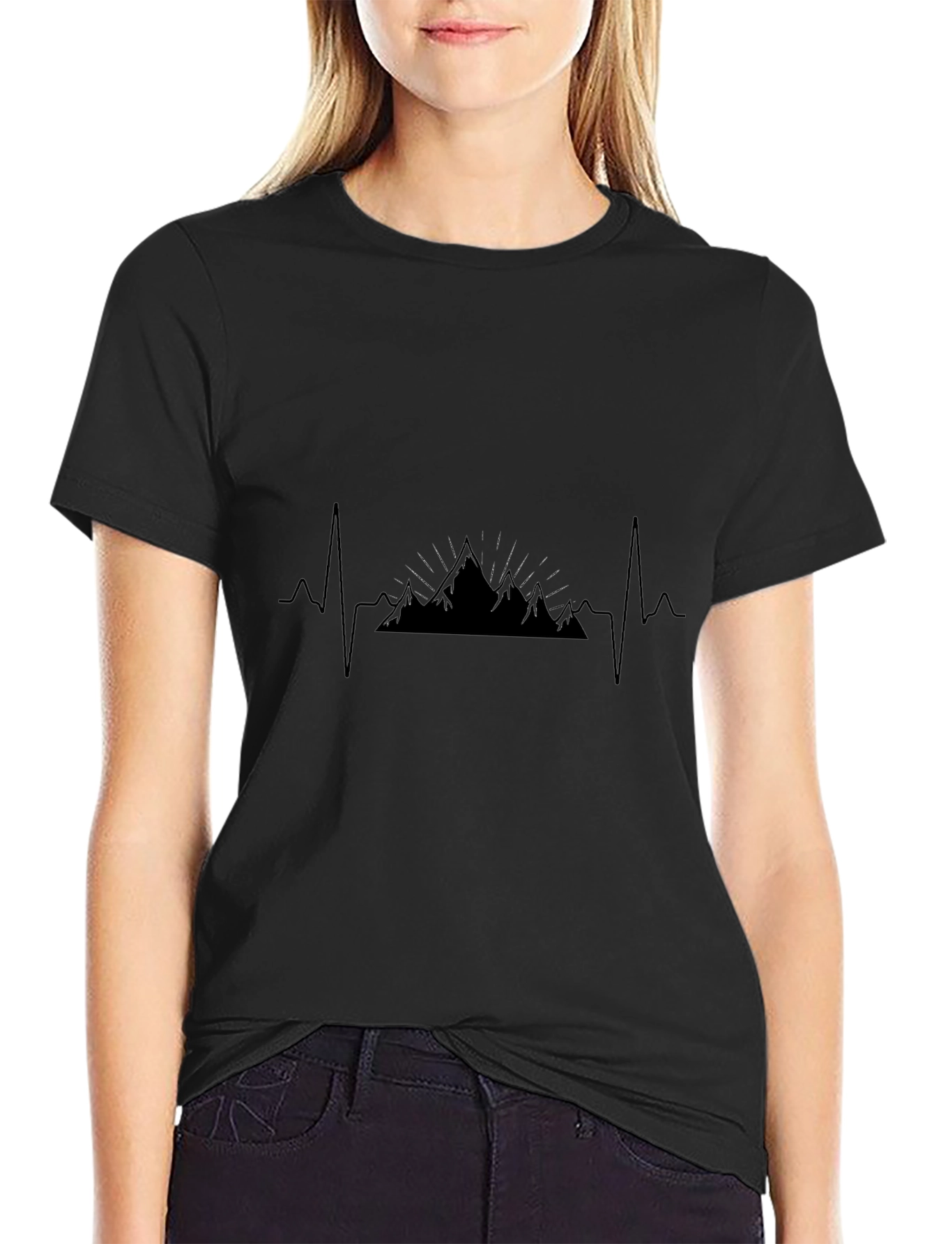 Heartbeat Mountain Black T-Shirt