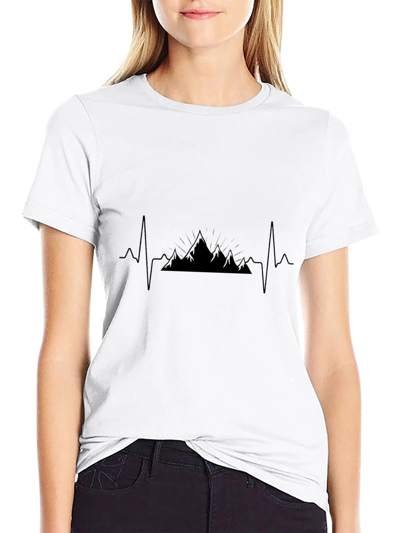 Heartbeat Mountain Black T-Shirt