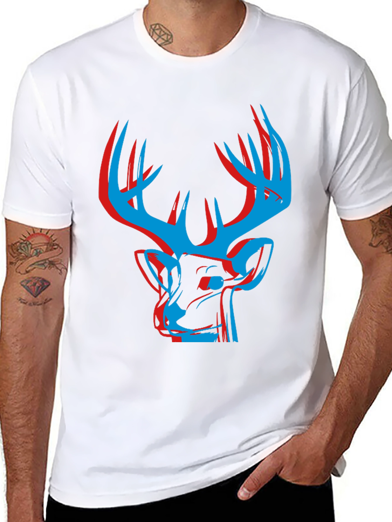 Modern Deer Graphic Tee - Black