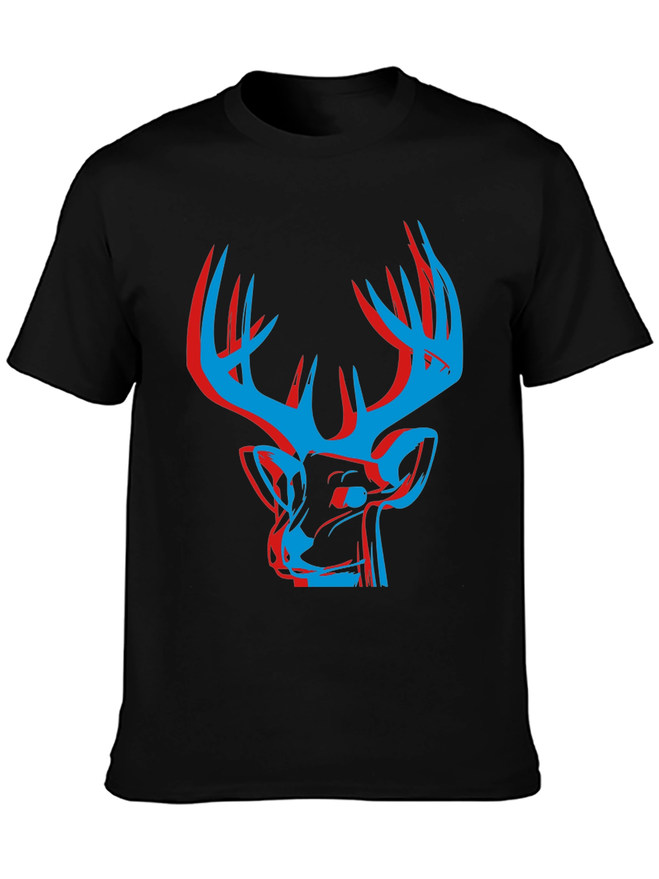 Modern Deer Graphic Tee - Black