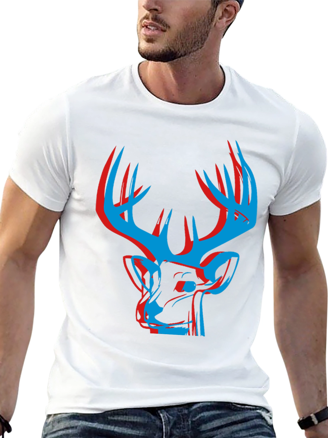 Modern Deer Graphic Tee - Black