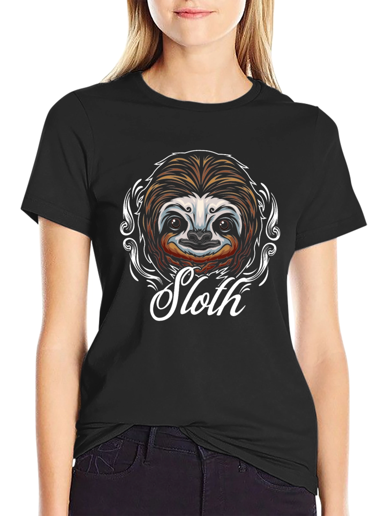 Sloth Graphic T-Shirt - Mens Black Cotton Tee