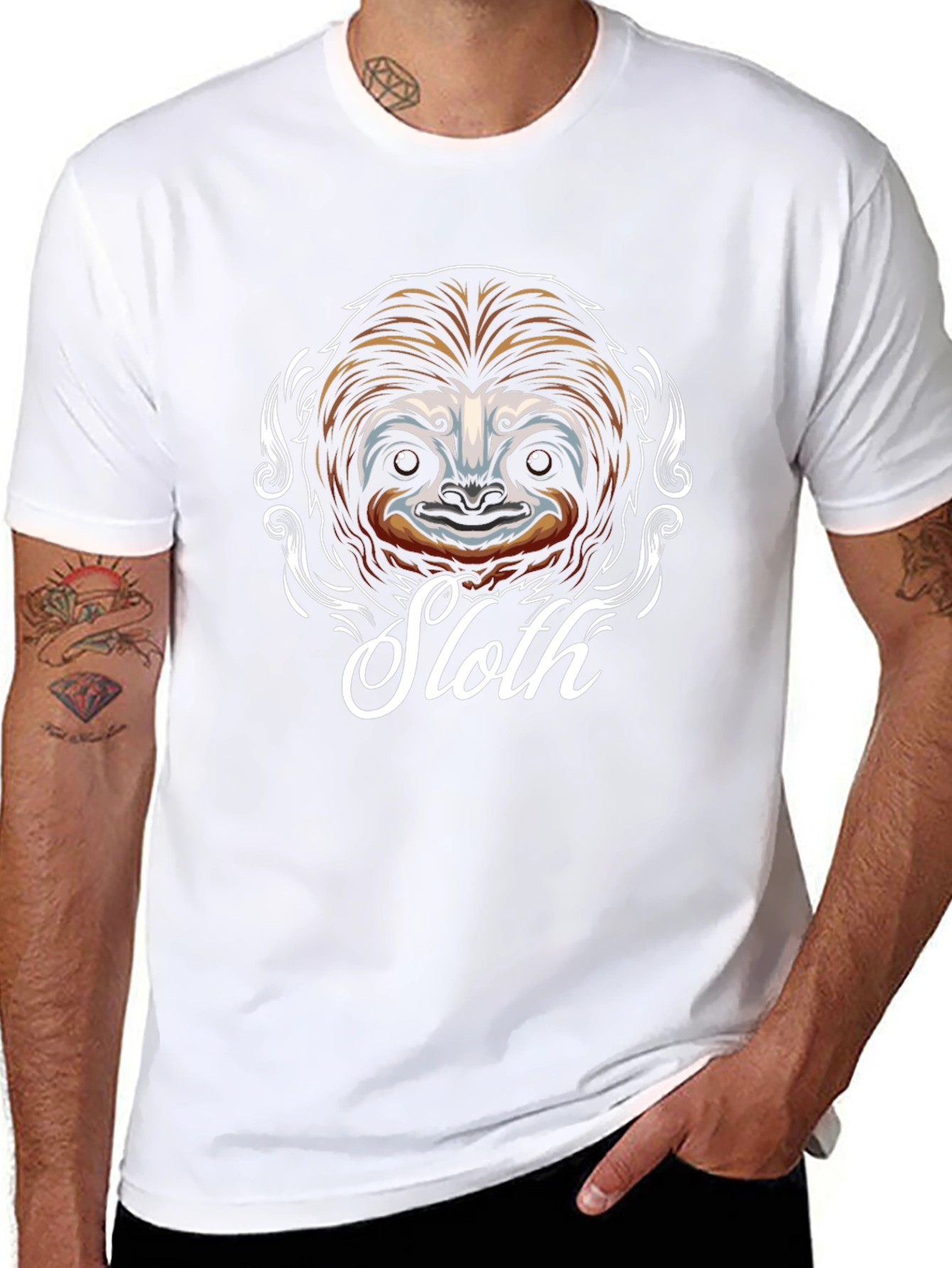 Sloth Graphic T-Shirt - Mens Black Cotton Tee