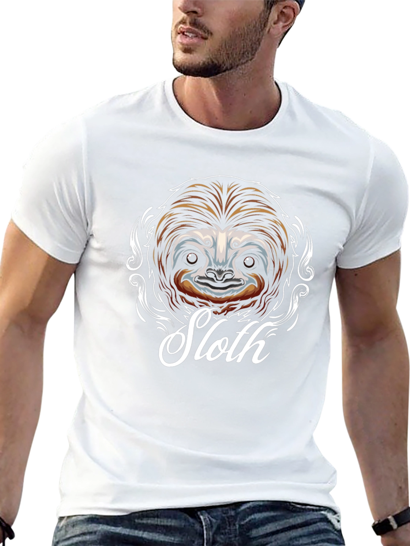 Sloth Graphic T-Shirt - Mens Black Cotton Tee