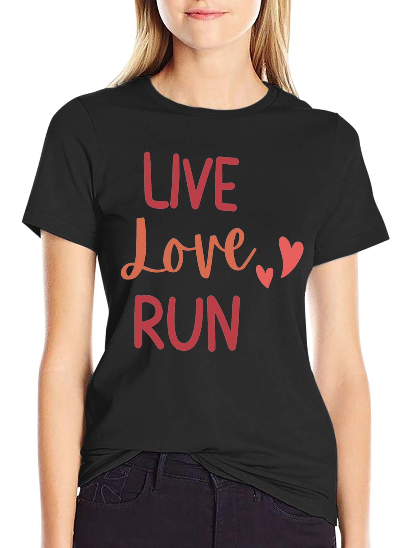 Live Love Run Graphic Tee - Black Casual T-Shirt