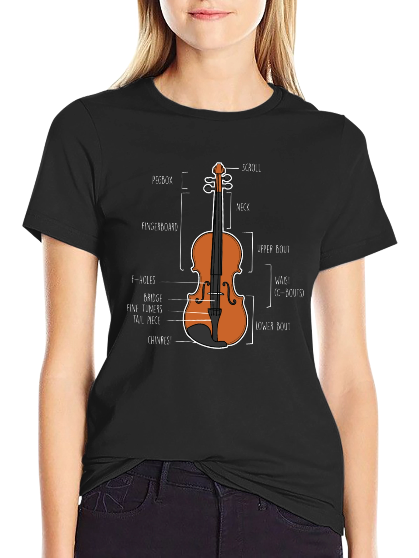 Violin Anatomy Diagram T-Shirt - Music Lover Tee