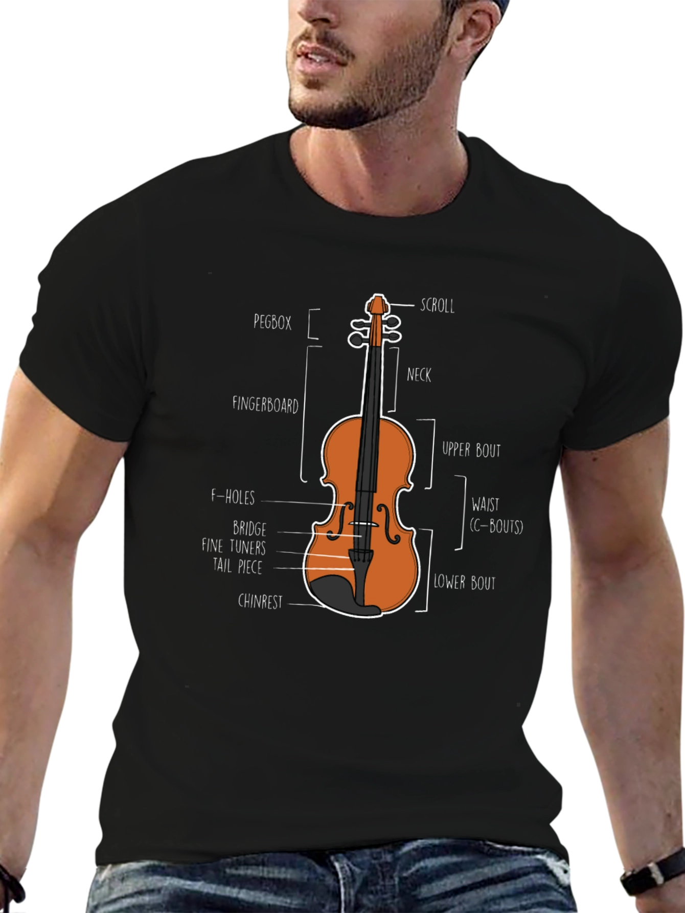 Violin Anatomy Diagram T-Shirt - Music Lover Tee