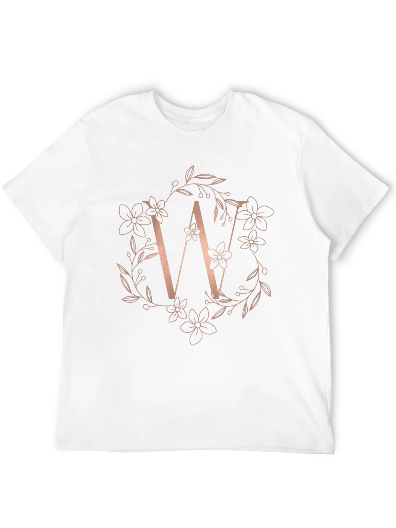 Floral Letter W Black T-Shirt