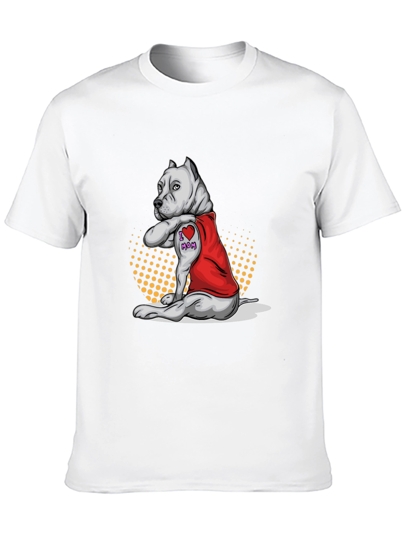 Pitbull I Heart Mom Tattoo Black T-Shirt