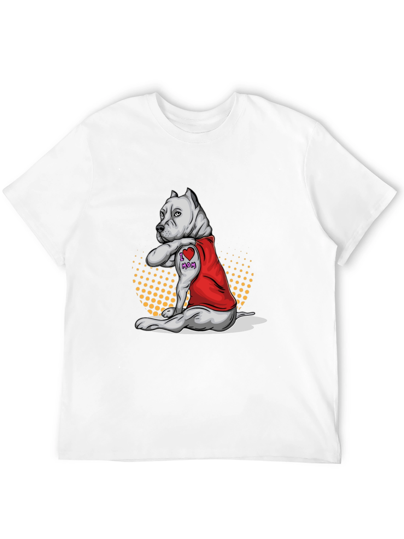 Pitbull I Heart Mom Tattoo Black T-Shirt