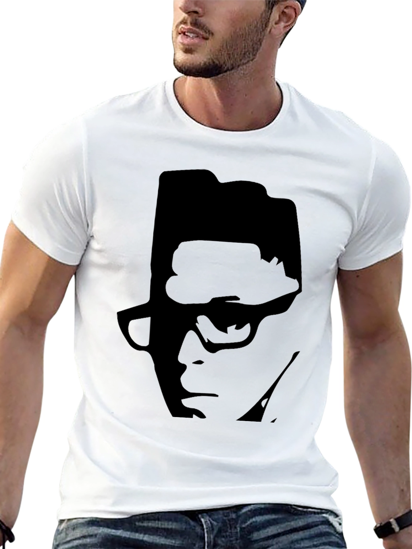 Black T-Shirt with Silhouette Graphic