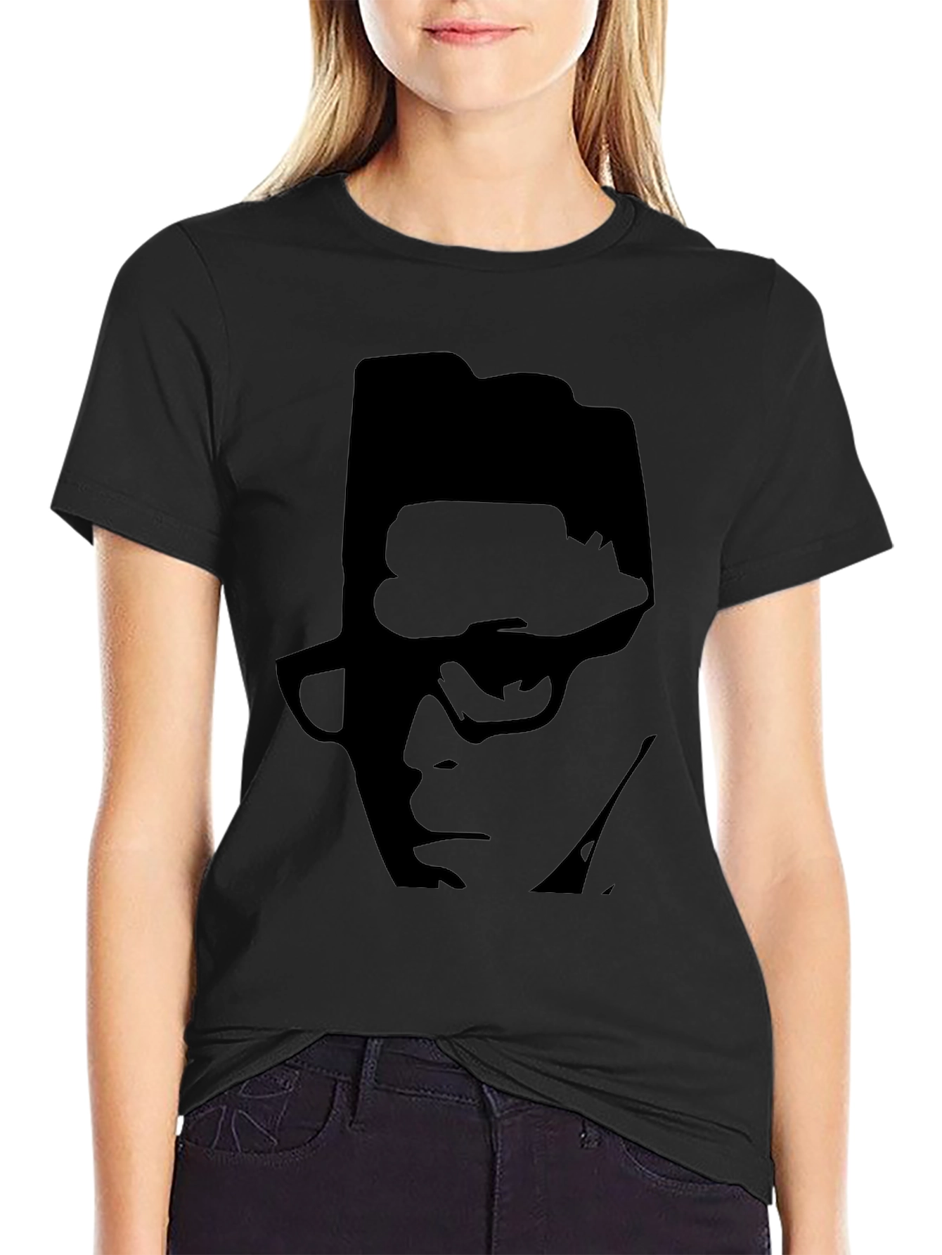 Black T-Shirt with Silhouette Graphic