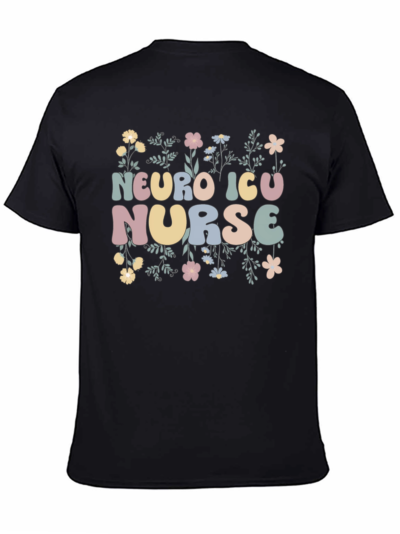 Neuro ICU Nurse Floral Graphic T-Shirt