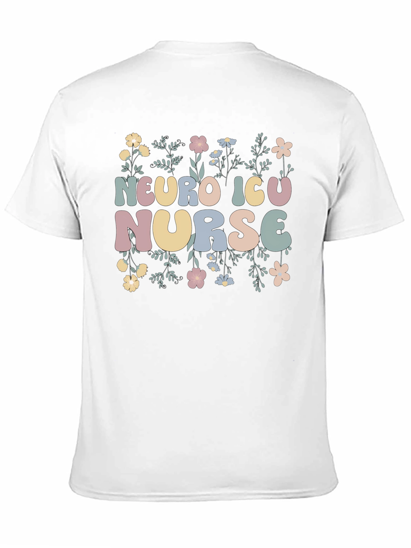 Neuro ICU Nurse Floral Graphic T-Shirt