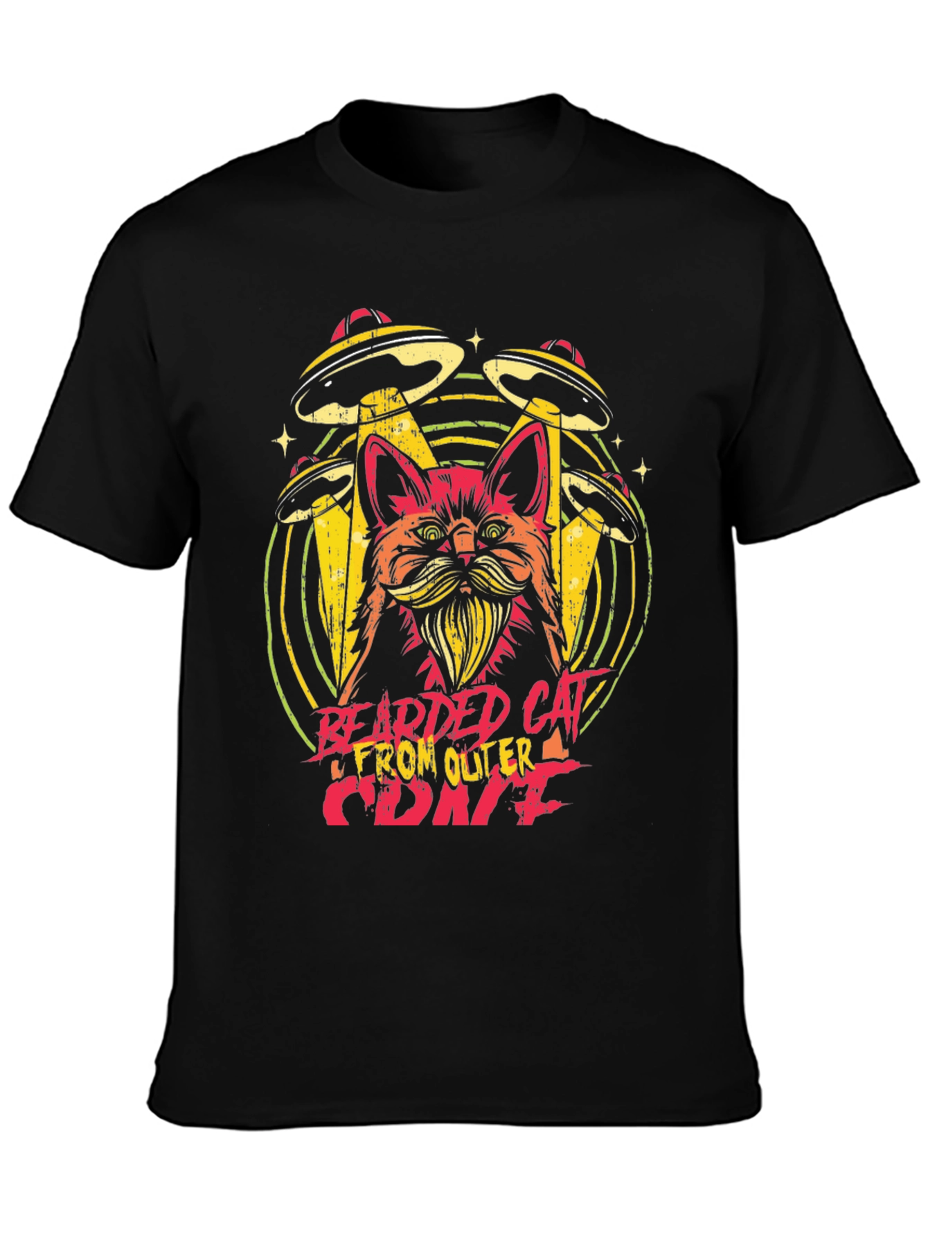 Bearded Cat From Outer Space Graphic Tee