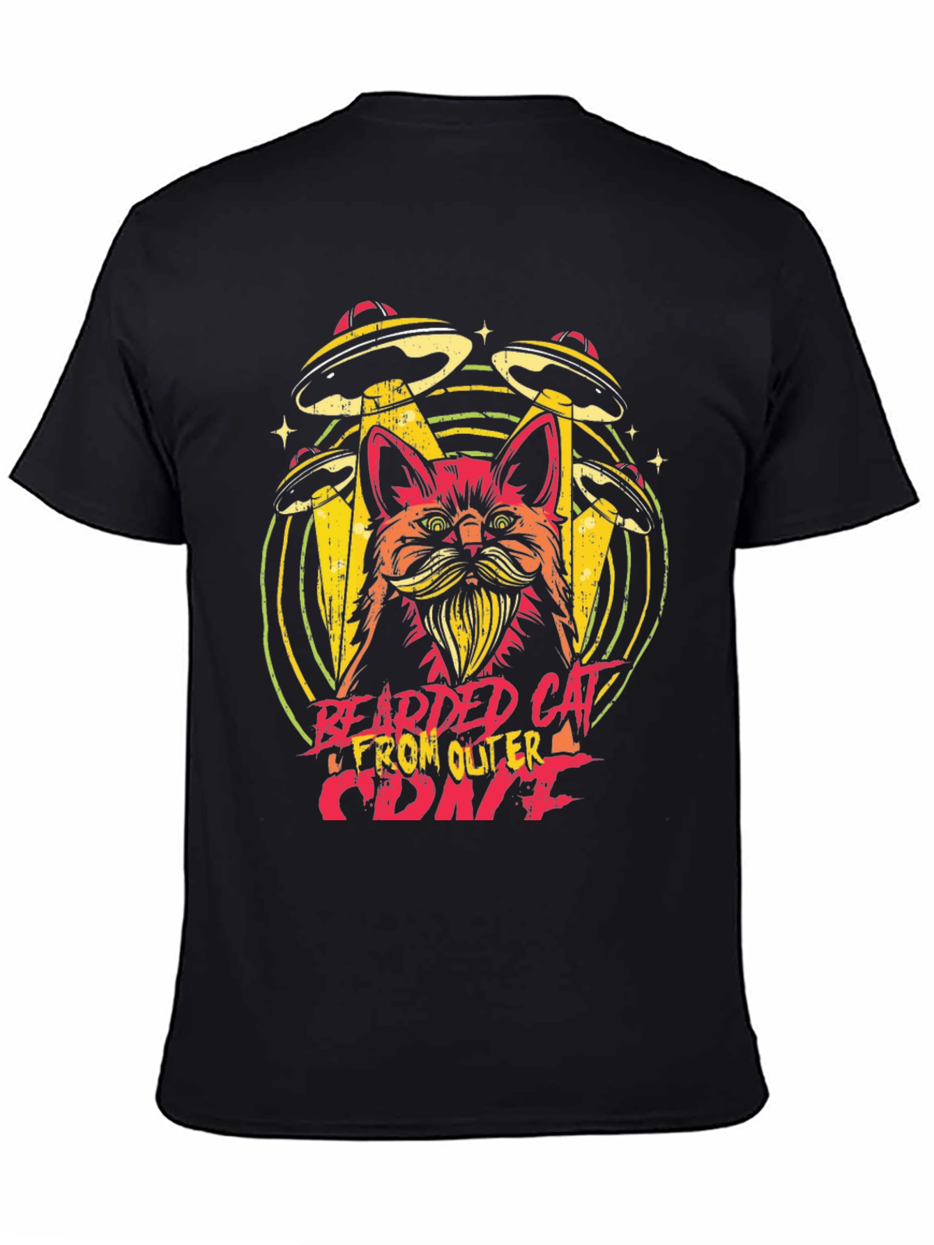 Bearded Cat From Outer Space Graphic Tee