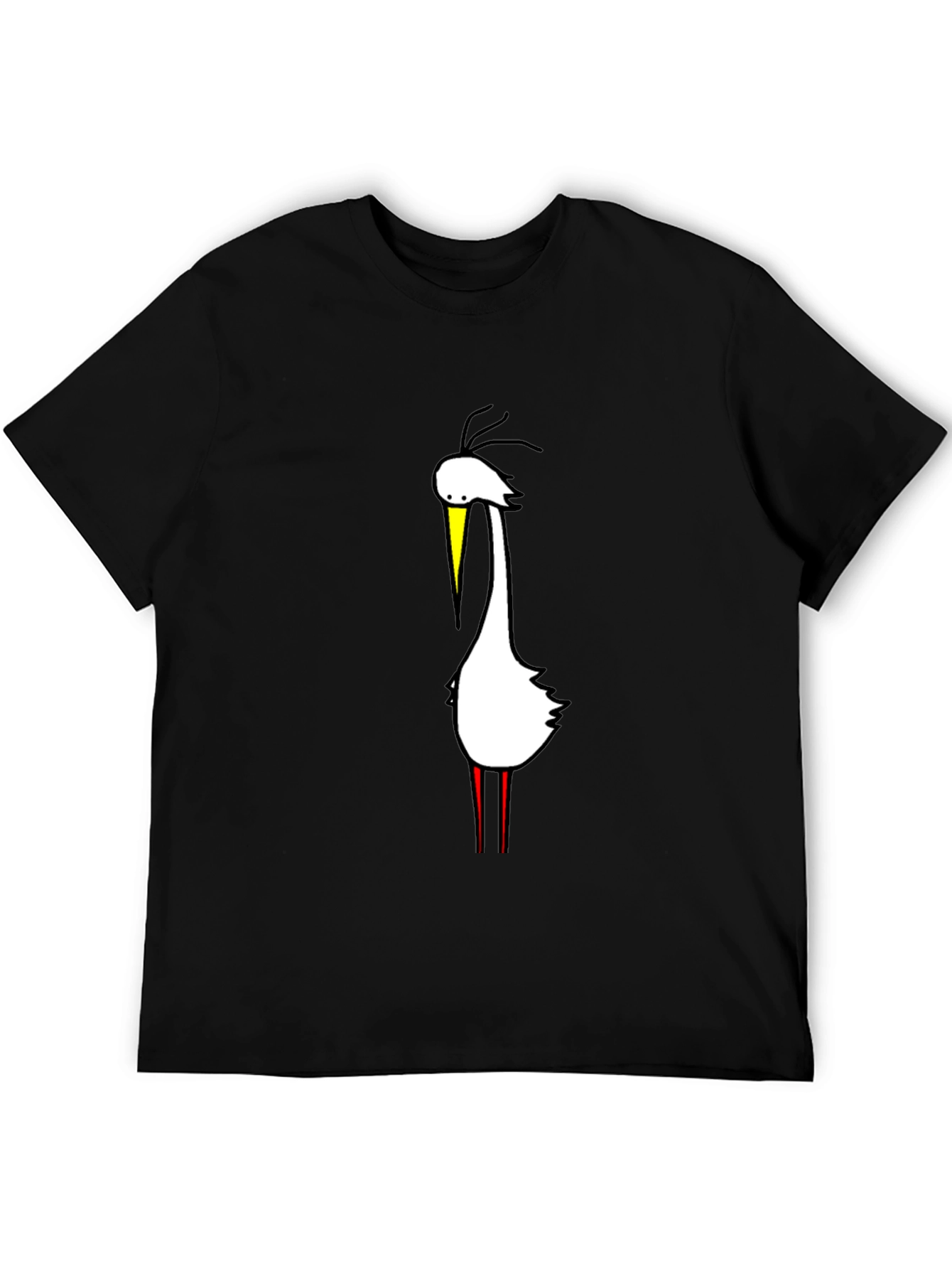 Mens Black T-Shirt with Bird Graphic