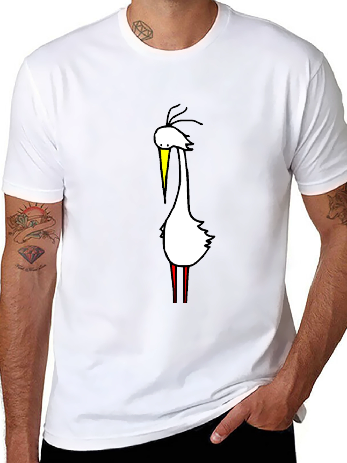 Mens Black T-Shirt with Bird Graphic