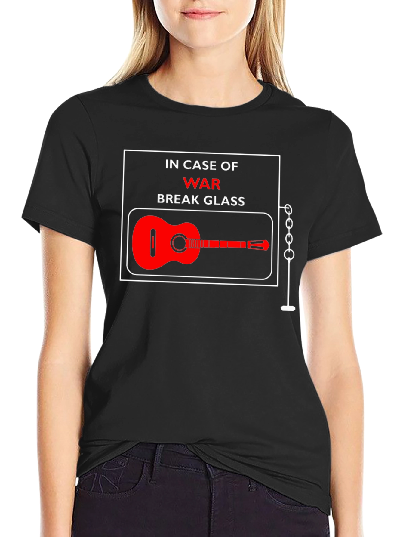 In Case of War Break Glass Guitar T-Shirt