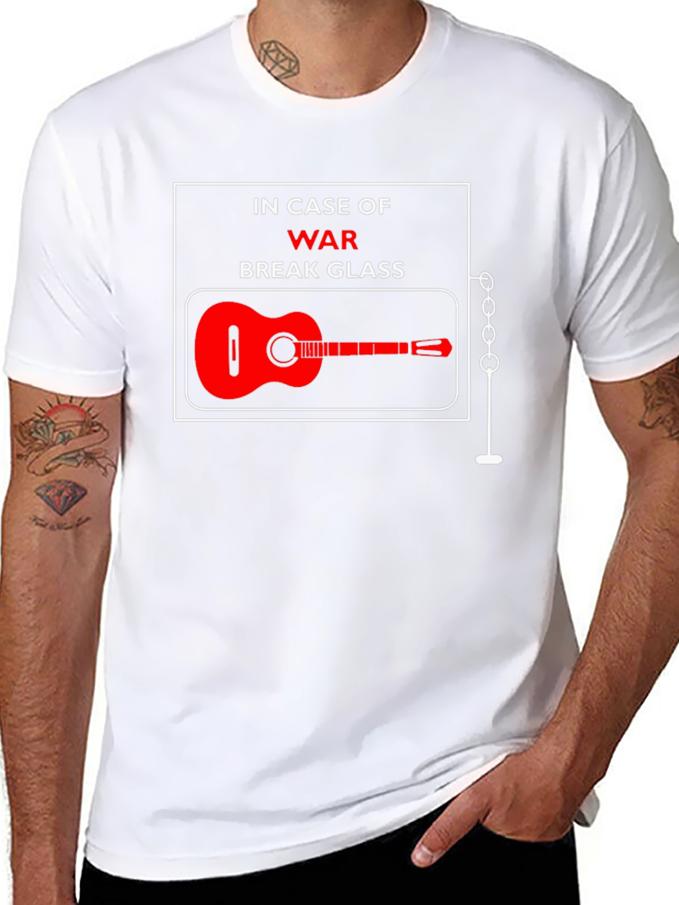 In Case of War Break Glass Guitar T-Shirt