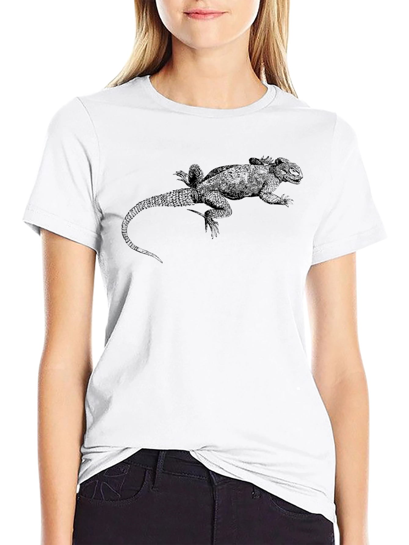 Lizard Print Black T-Shirt - Unique Animal Graphic Tee