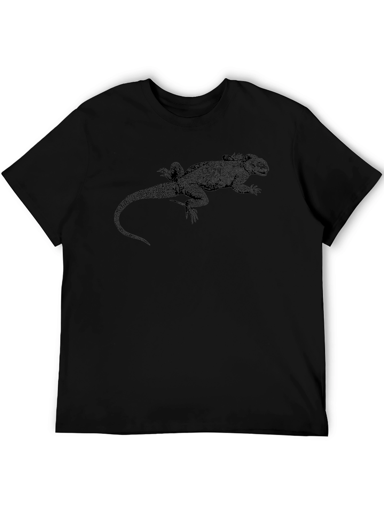 Lizard Print Black T-Shirt - Unique Animal Graphic Tee