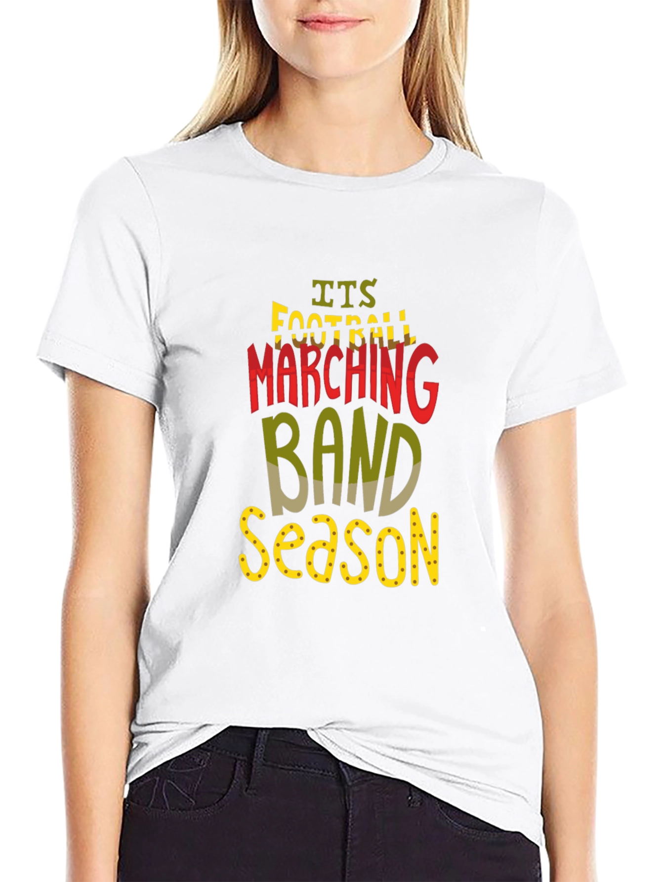 Football Marching Band Season Black T-Shirt