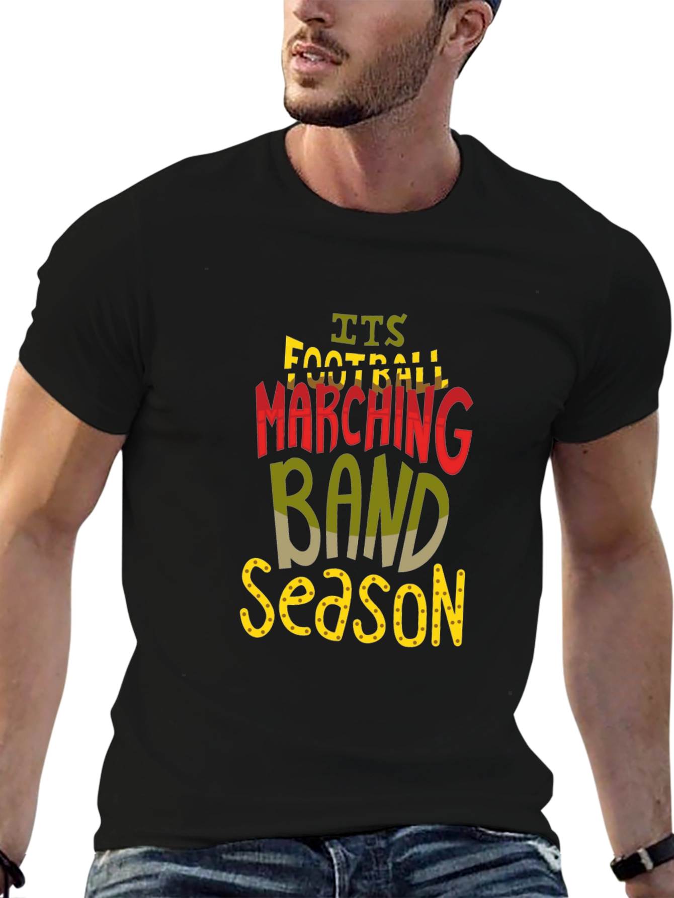 Football Marching Band Season Black T-Shirt