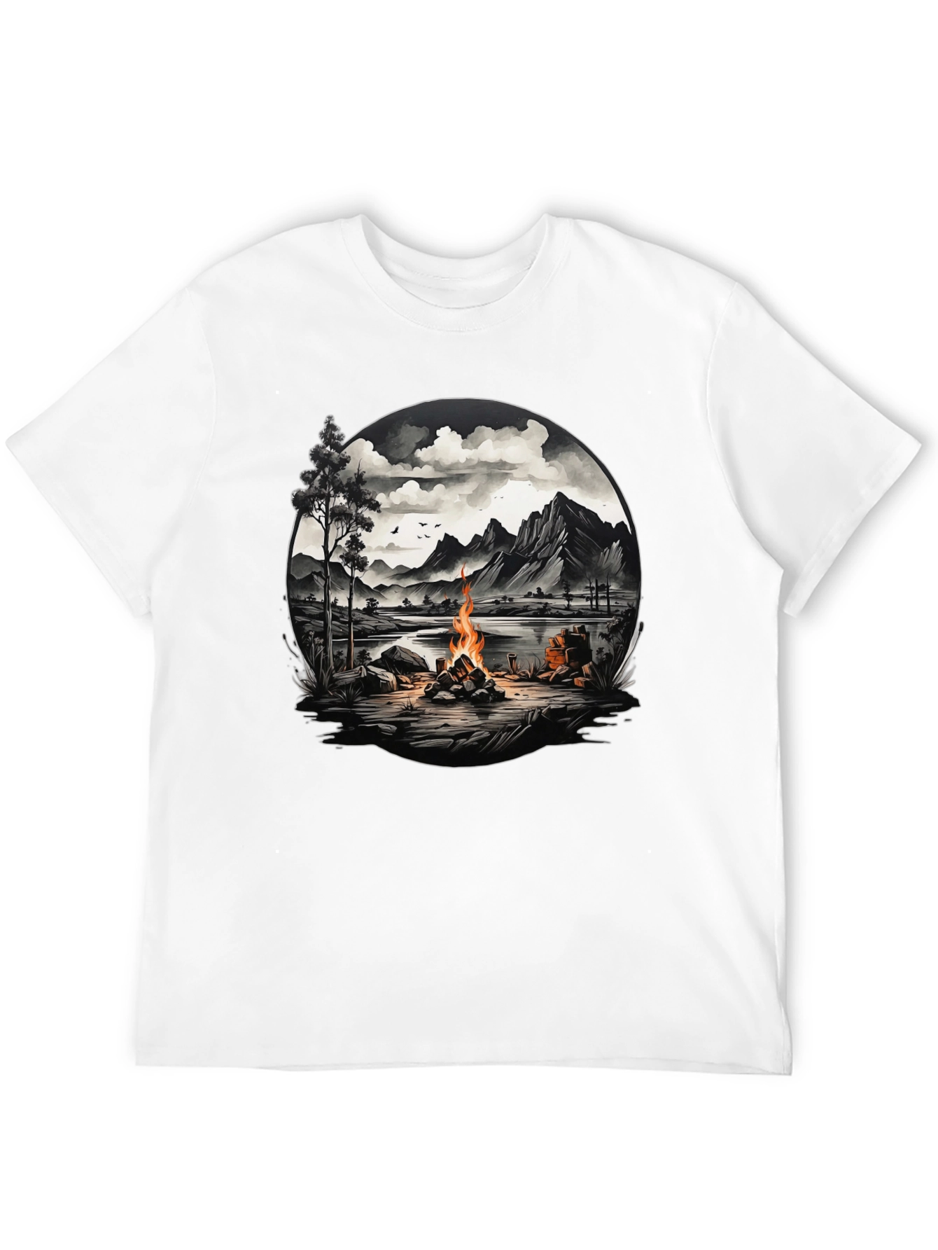 Campfire Scene Graphic Tee - Adventure Awaits!