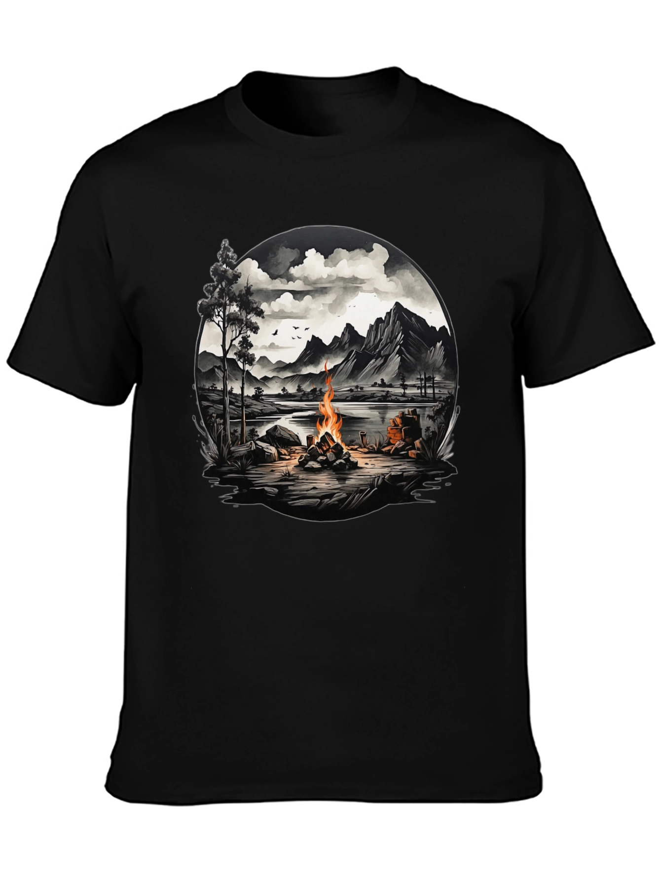 Campfire Scene Graphic Tee - Adventure Awaits!
