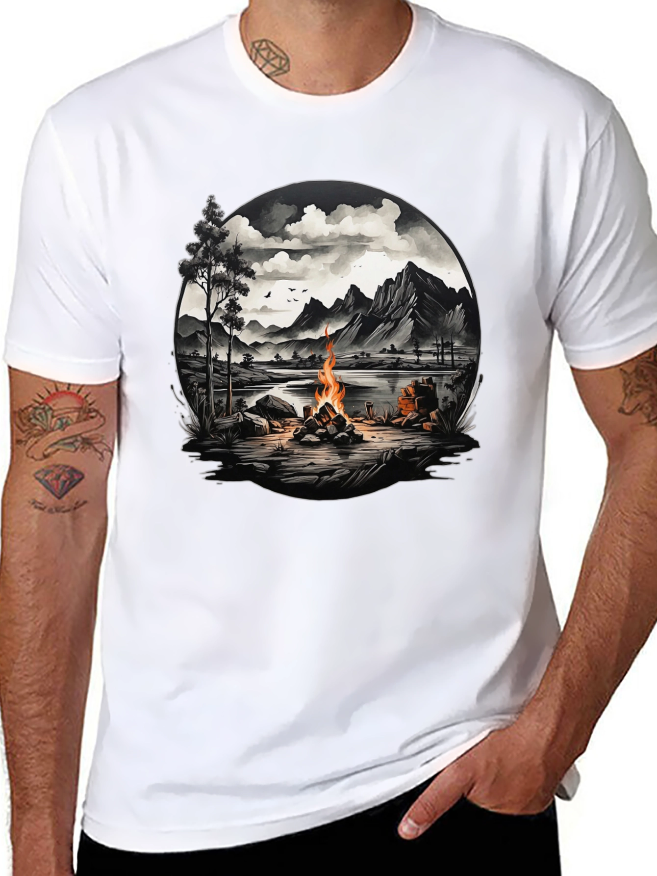 Campfire Scene Graphic Tee - Adventure Awaits!
