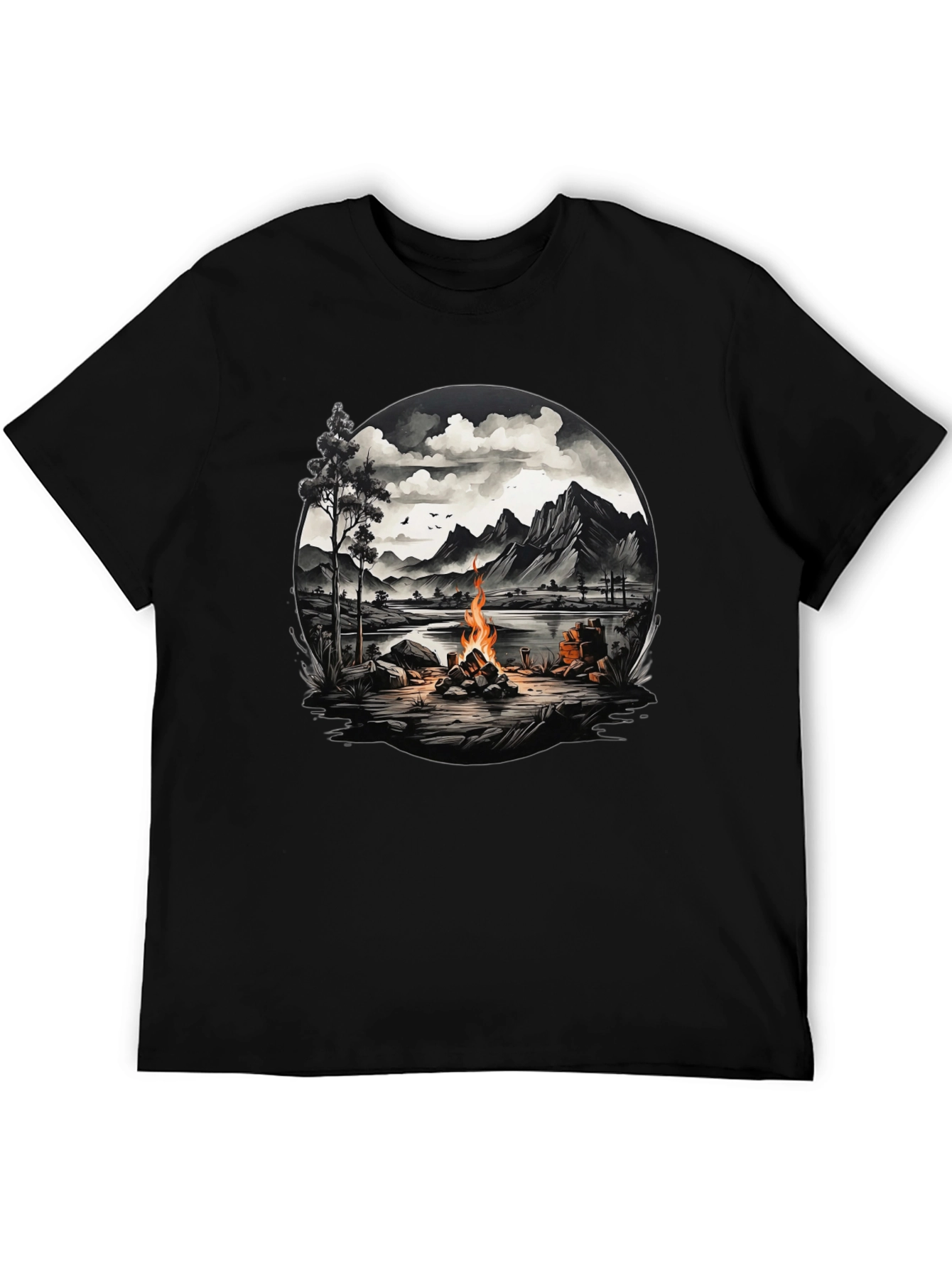 Campfire Scene Graphic Tee - Adventure Awaits!