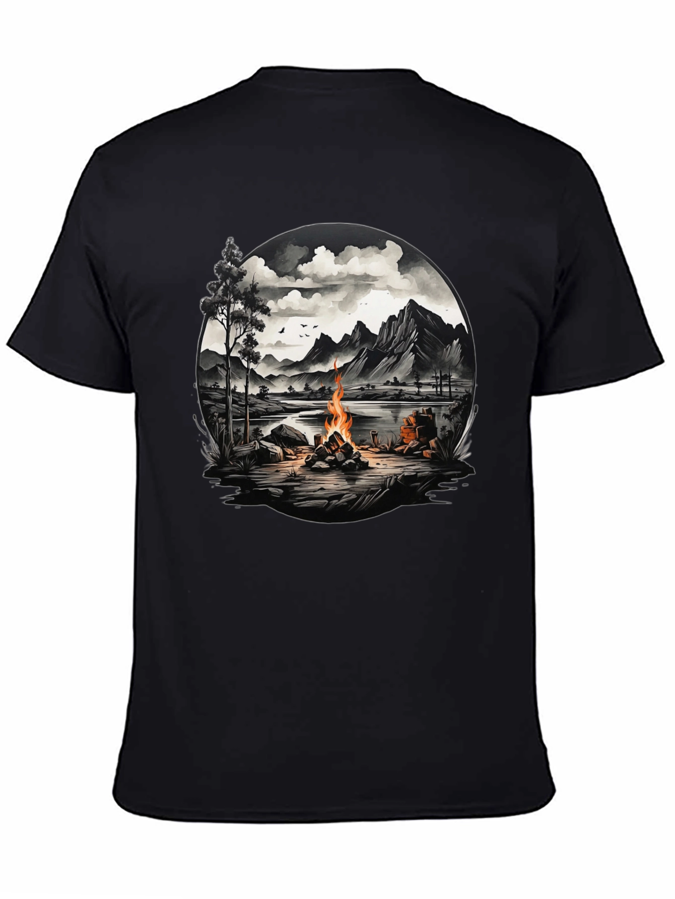 Campfire Scene Graphic Tee - Adventure Awaits!