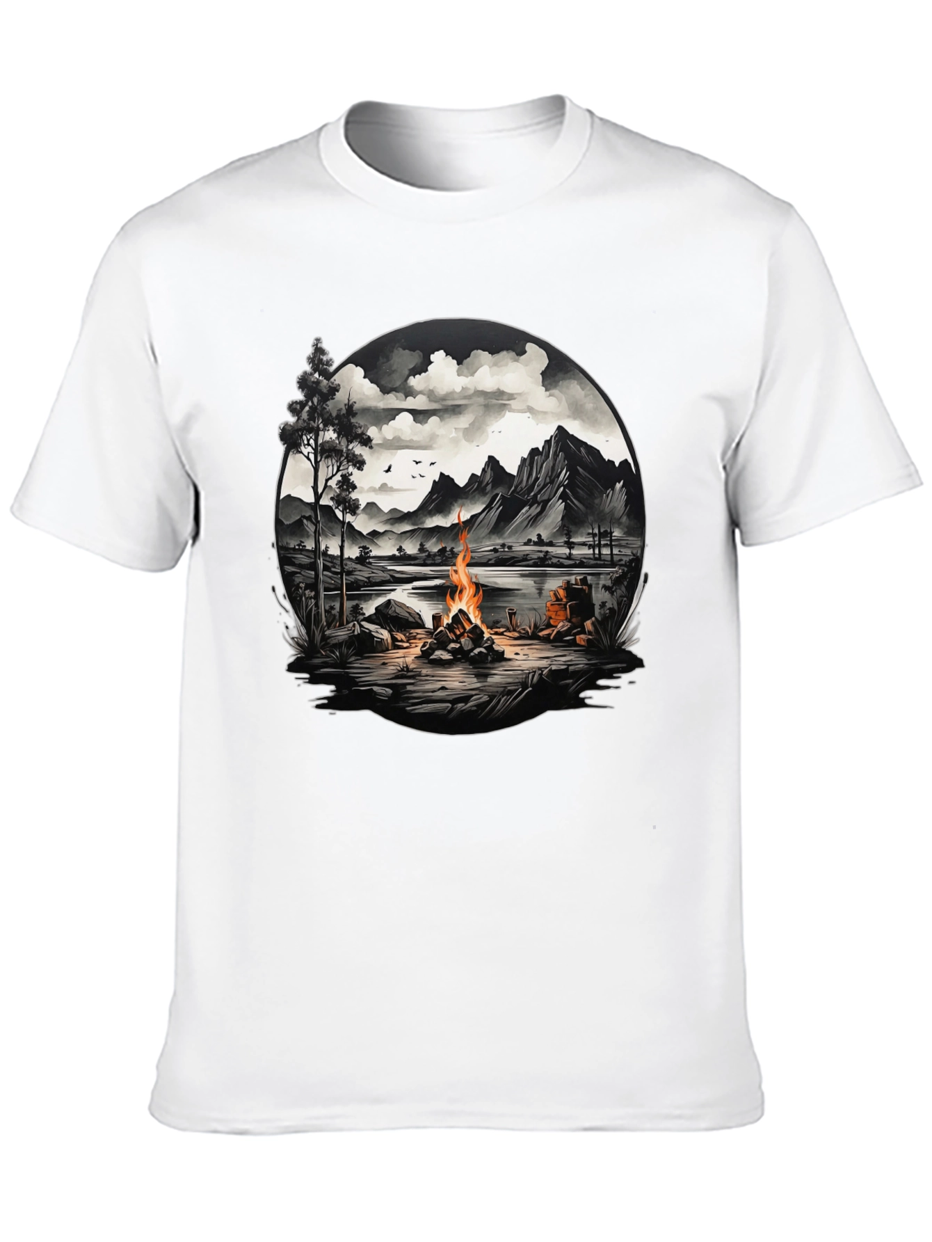 Campfire Scene Graphic Tee - Adventure Awaits!