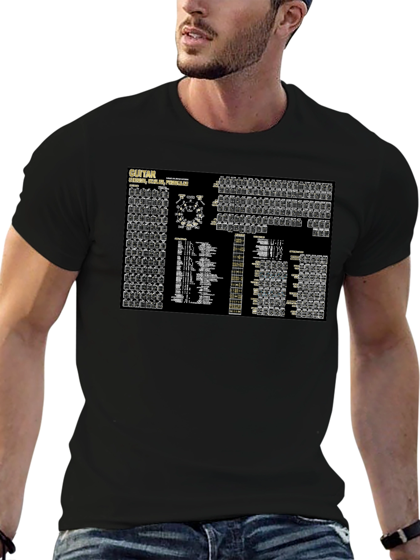 Guitar Chords Black T-Shirt - Music Lovers