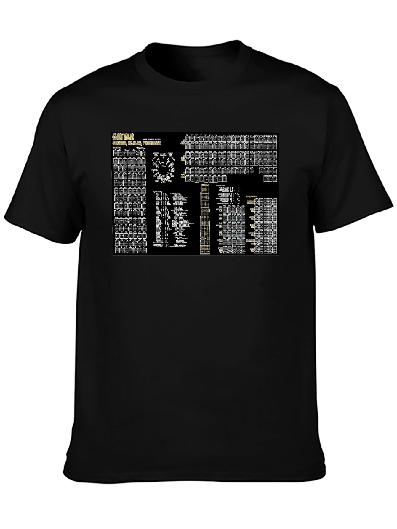 Guitar Chords Black T-Shirt - Music Lovers