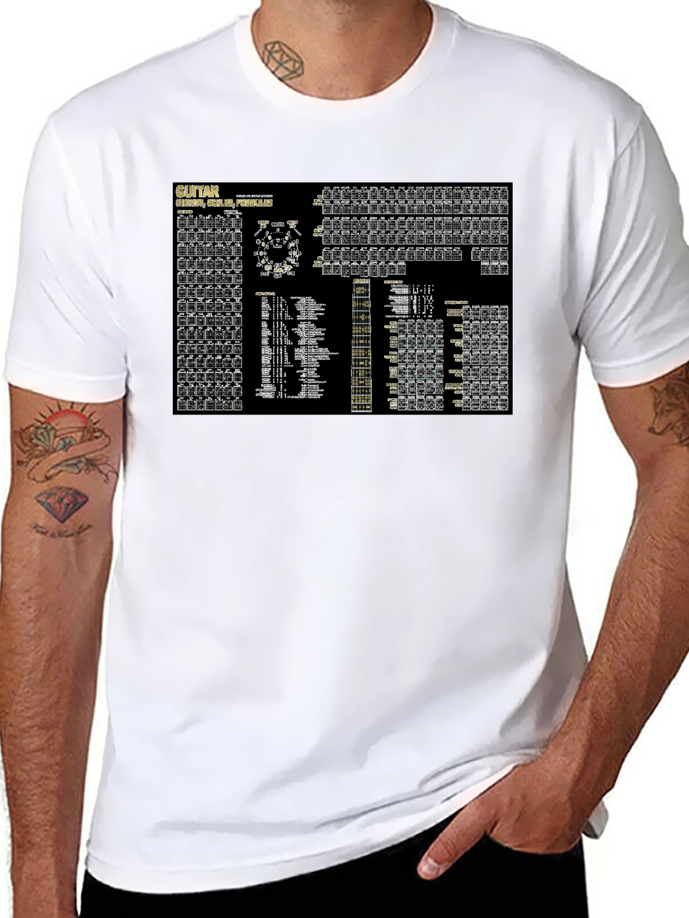 Guitar Chords Black T-Shirt - Music Lovers