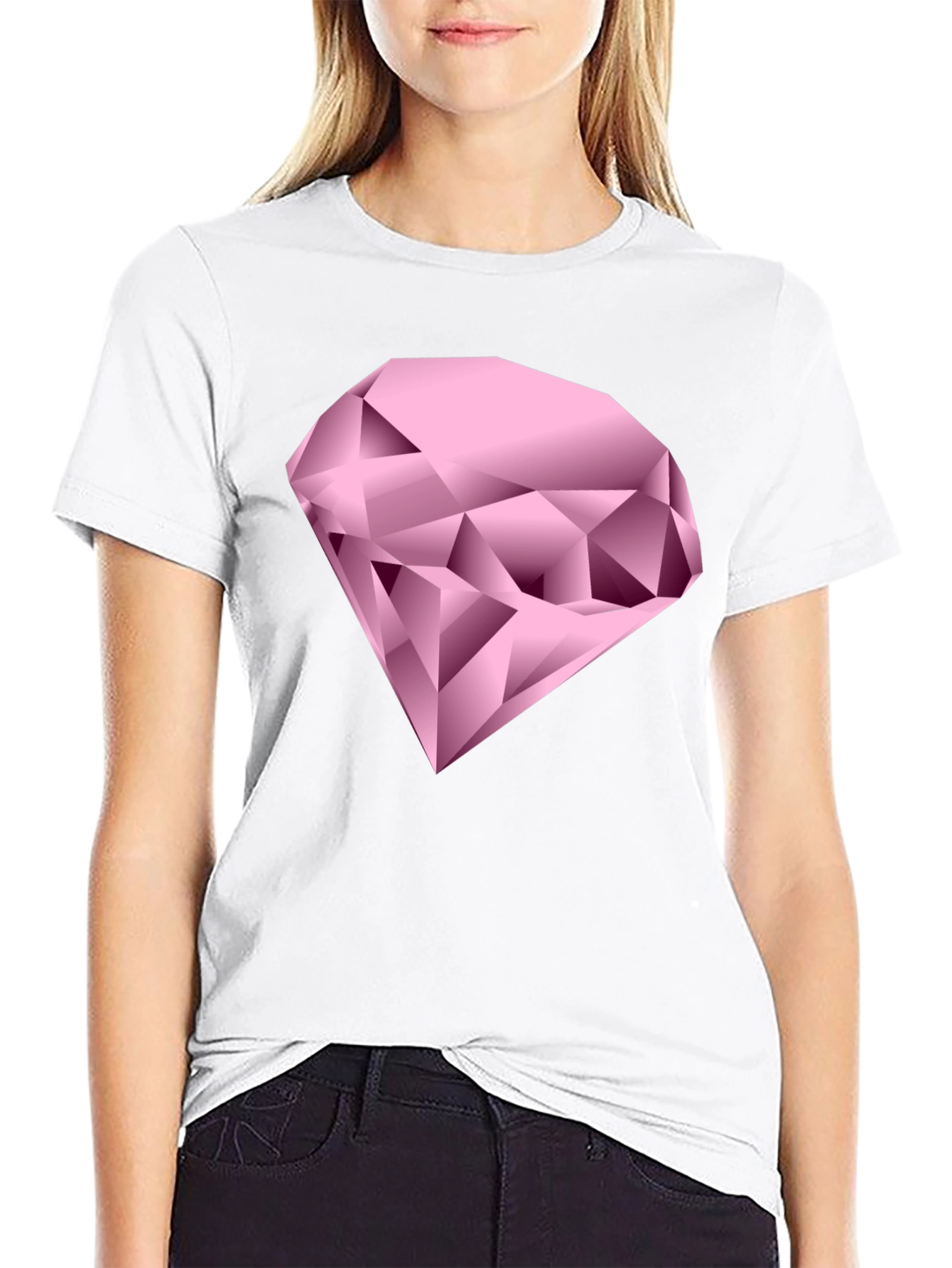 Pink Diamond Graphic Black T-Shirt