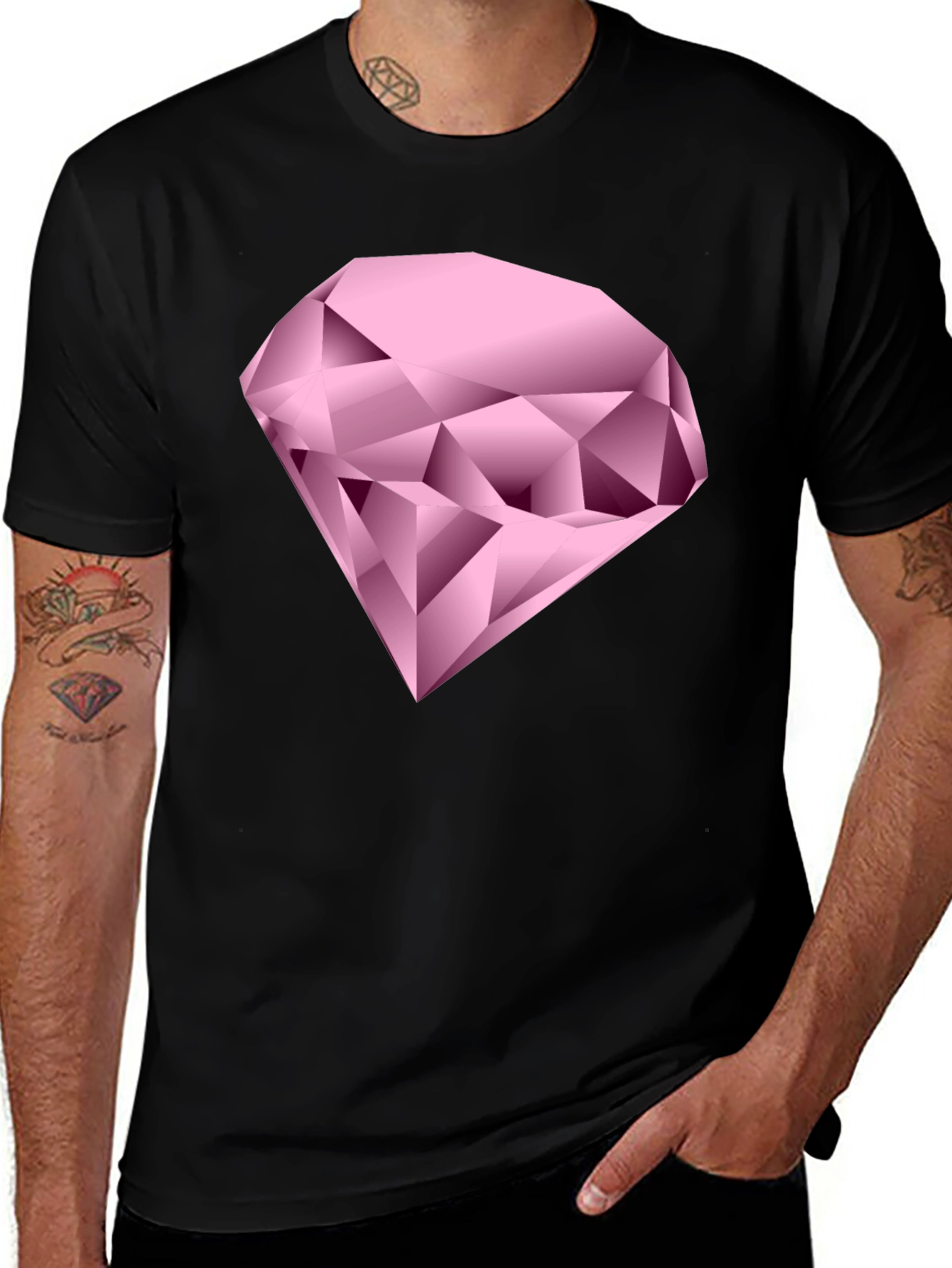 Pink Diamond Graphic Black T-Shirt