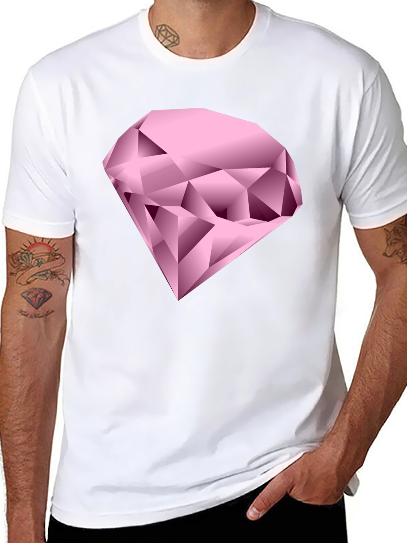 Pink Diamond Graphic Black T-Shirt