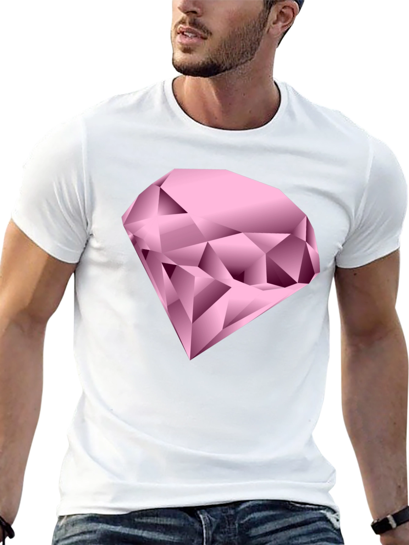 Pink Diamond Graphic Black T-Shirt