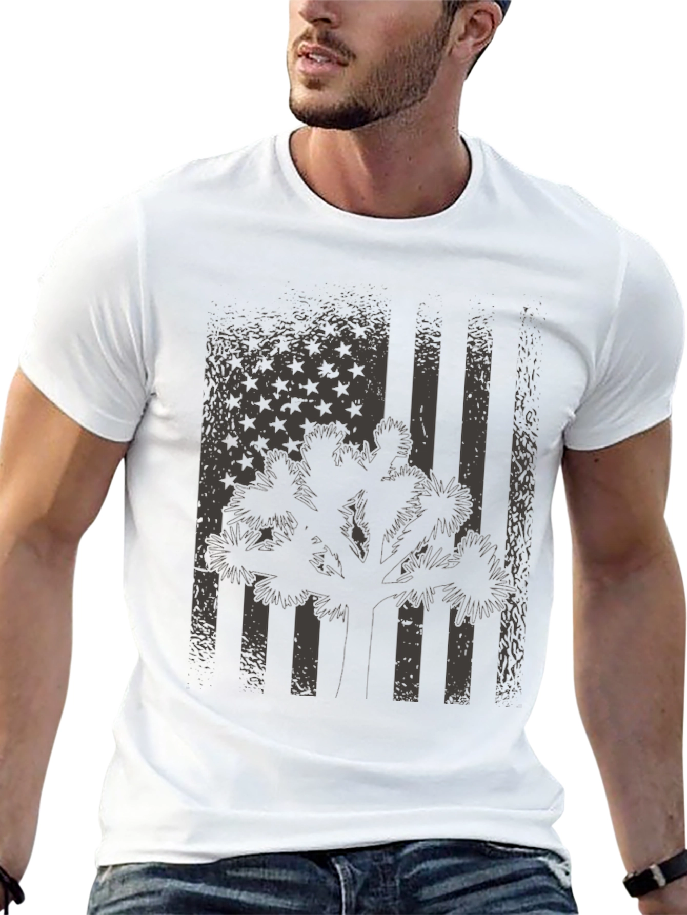 American Flag Joshua Tree Black T-Shirt