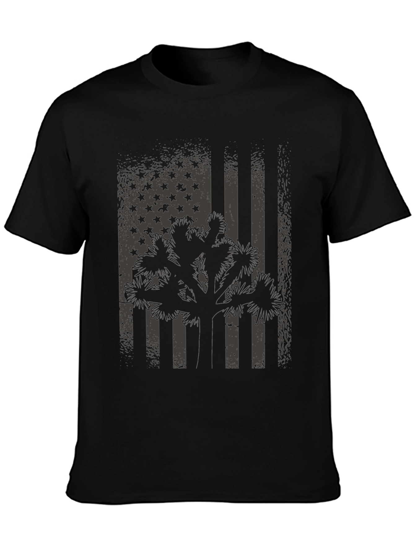 American Flag Joshua Tree Black T-Shirt