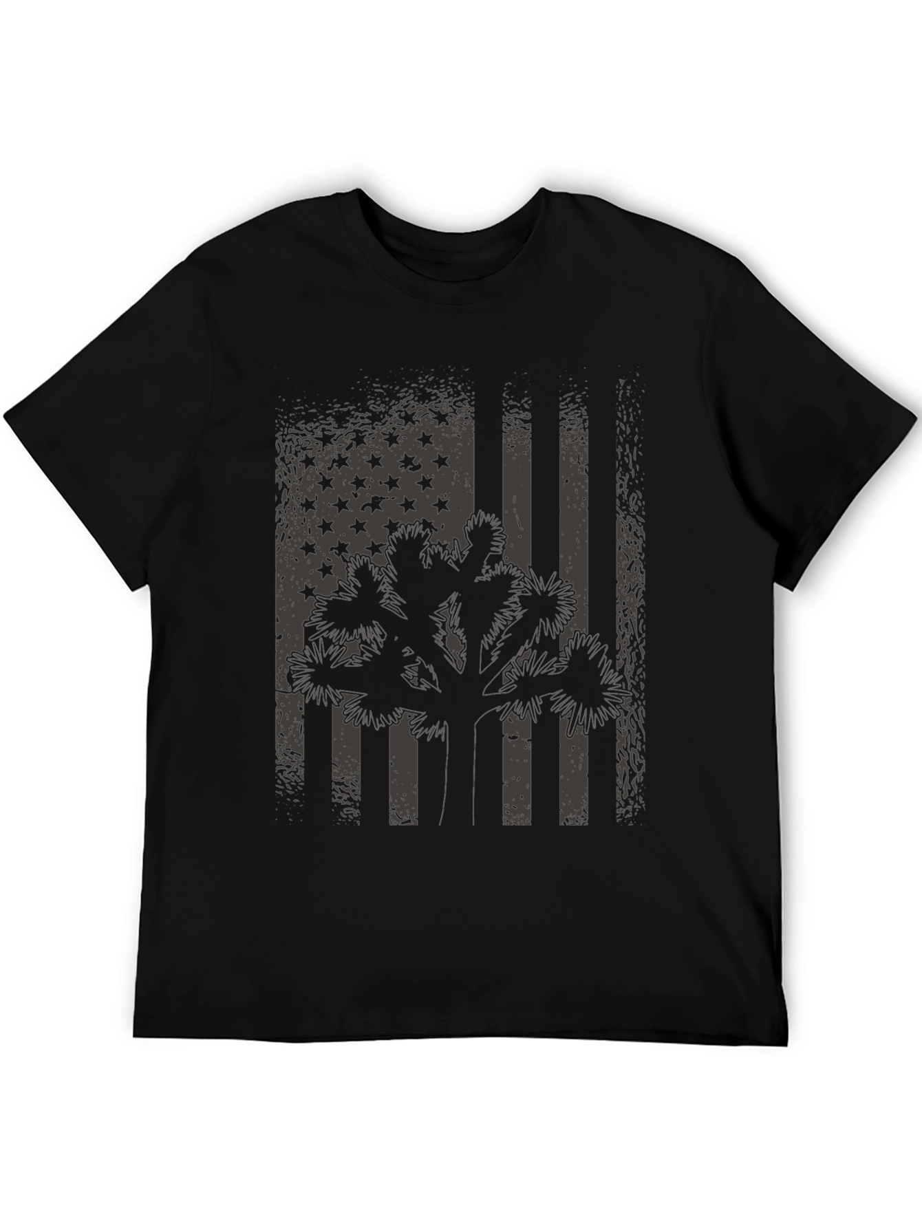 American Flag Joshua Tree Black T-Shirt