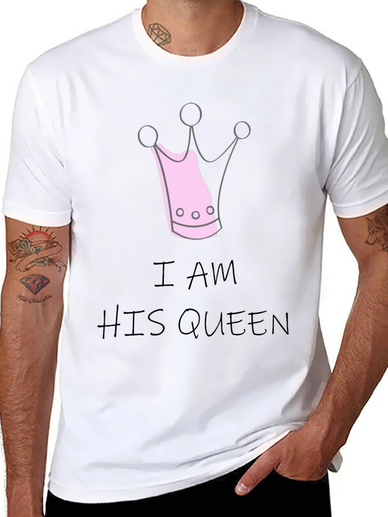I Am His Queen Black Crewneck T-Shirt