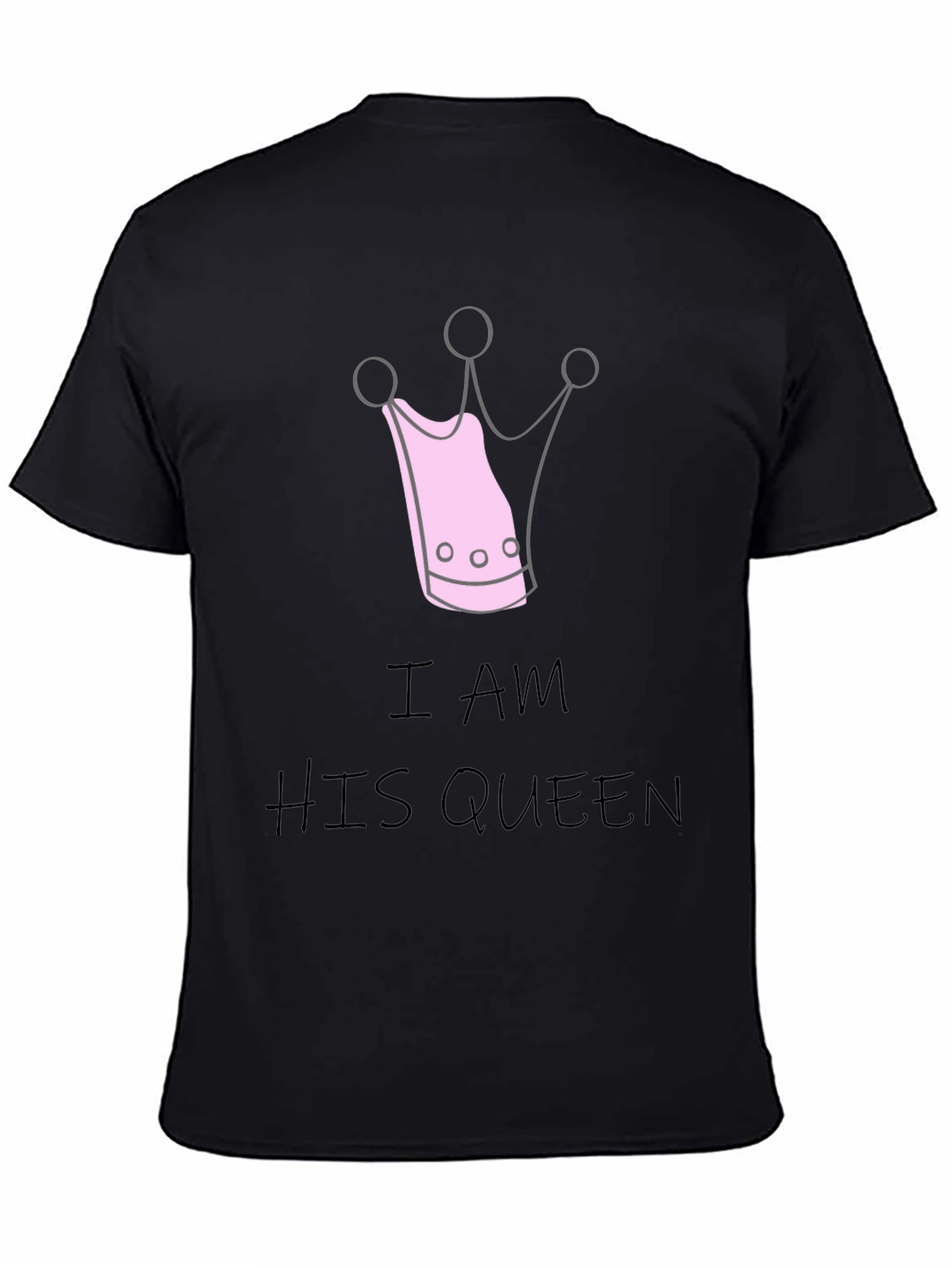I Am His Queen Black Crewneck T-Shirt