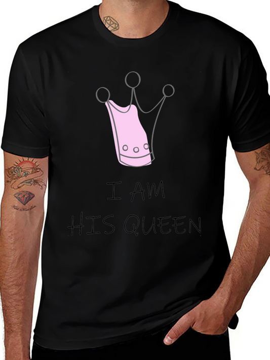 I Am His Queen Black Crewneck T-Shirt