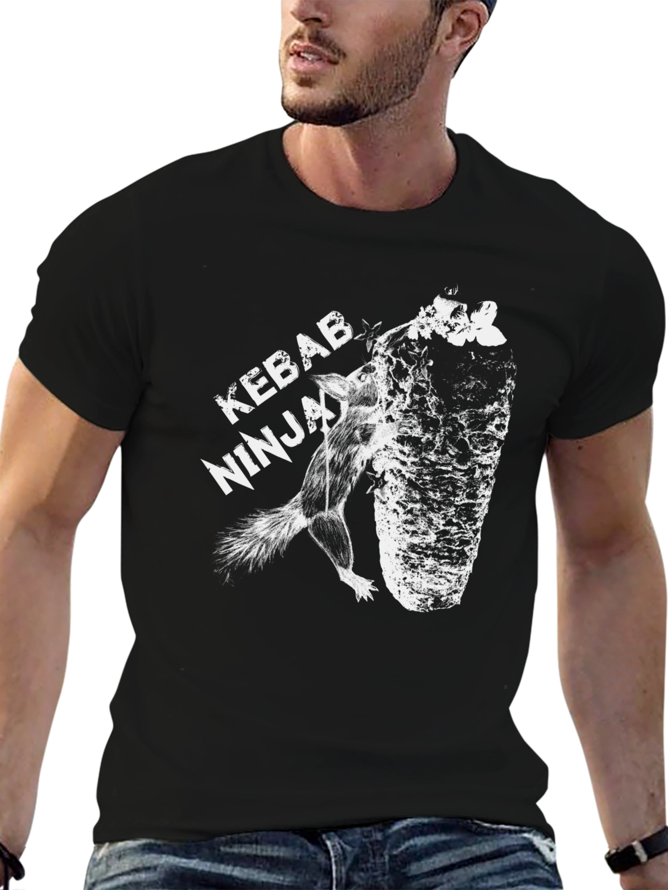 Kebab Ninja Black Graphic T-Shirt Unique Design