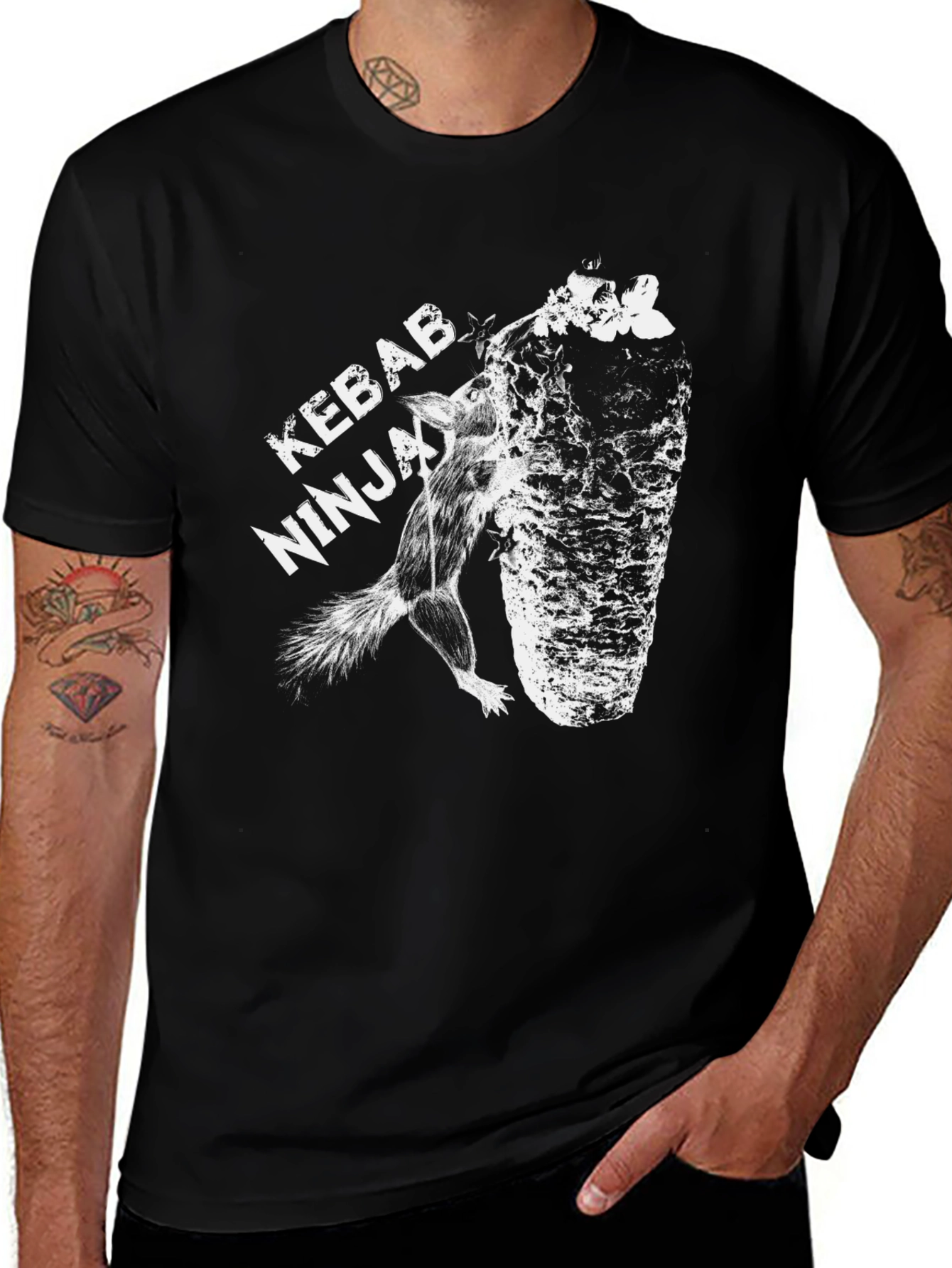 Kebab Ninja Black Graphic T-Shirt Unique Design